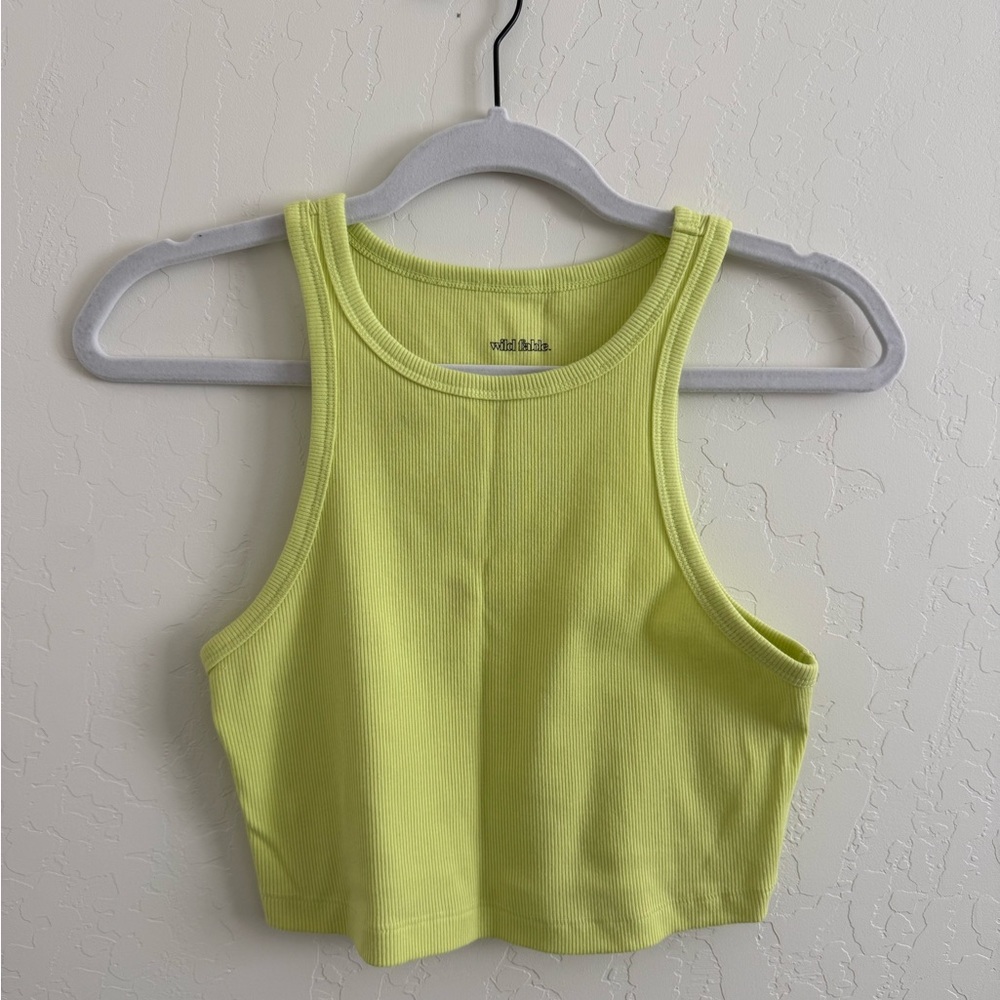 Wild Fable Lime Green Ribbed Crop Top